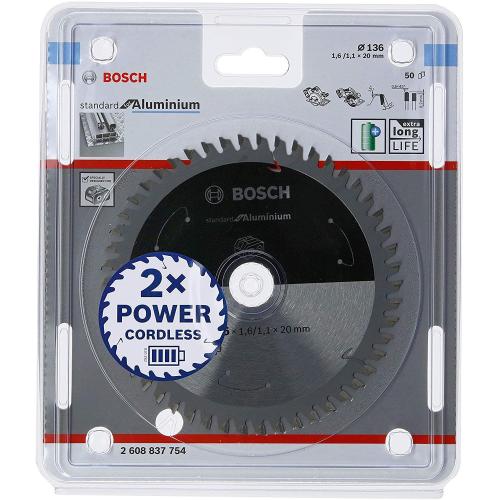 Bosch Sega ad ingranaggi 136x20mm, 50 Standard for Aluminium mod.  2608837754 EAN 3165140958769