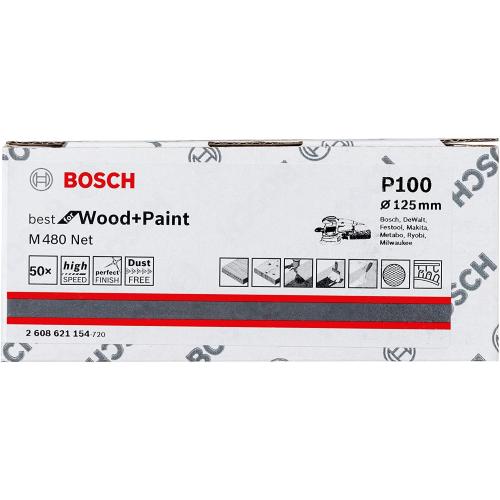 Bosch Foglio abrasivo 150mm G80 5 pezzi M480 mod.  2608621162 EAN 3165140872539