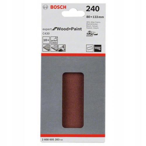 Bosch Foglio abrasivo C430, confezione da 10 pz. RW 80X133 G240 10PC NS mod.  2608605283 EAN 3165140161008