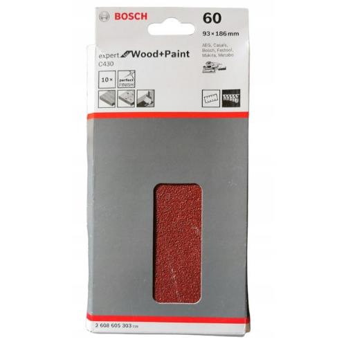 Bosch Foglio abrasivo C430, confezione da 10 pz.  mod.  2608605303 EAN 3165140161206