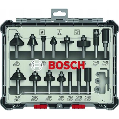 "Bosch Frese con gambo da 1/4"" 15 pezzi.  mod.  2607017473 EAN 3165140958042"