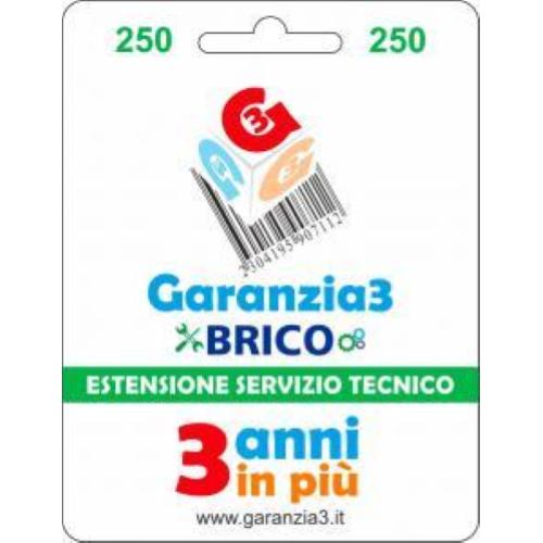 BRICO 250 - ESTENSIONE DEL SERVIZIO TECNICO FINO A 250,00 EURO - GARANZIA3 *ELETTROUTENSILI*