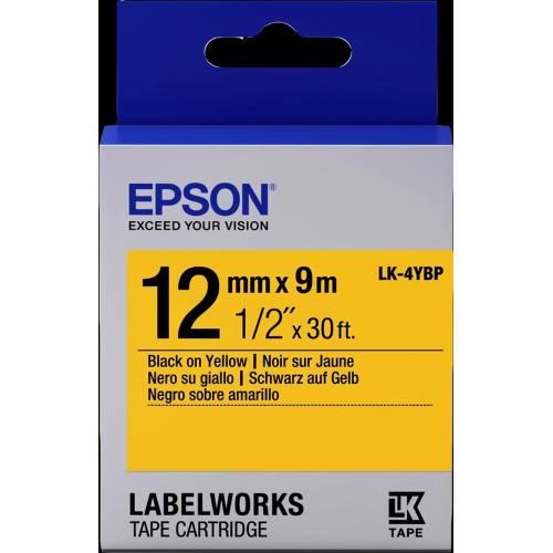 ORIGINALE Epson Nastro Nero su giallo LK-4YBP C53S654008 mod.  LK-4YBP C53S654008 EAN 8715946611235
