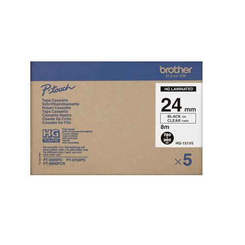 ORIGINALE Brother Nastro Nero su trasparente HGe-151V5 mod.  HGe-151V5  EAN 4977766684590