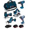 BOSCH Kit 18V BK501BAG (GSA 18 V-LI C + GST 18 V-LI S + GKS 18 V-LI + GSB 18V-21 + GDR 18V-160 + 2 x 4,0 Ah + GAL18V-40 + Borsa)