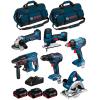 BOSCH Kit 18V BK601BAG (GDX 18V-180+GSR 18V-55+GKS 18V-LI+GST 18V-LI S+GBH 18V-21+GWS 18-125V-LI+3 x 4,0Ah+GAL18V-40+2 Borse)