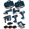 BOSCH Kit 18V BK602BAG (GDX 18V-180+GBH 18V-21+GKS 18V-57+GST 18V-LI S+GWS 18-125V-LI+GSR 18V-60 C+3 x 5,0Ah+GAL18V-40+2 Borse)
