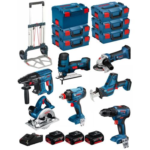 BOSCH Kit 18V BK702 (GST18V-LIS+GKS18V-LI+GBH18V-21+GWS18-125V-LI+GSR18V-55+GSA18V-LIC+GDX18V-180+ 3x5,0Ah+GAL18V-40+6xL-Boxx)
