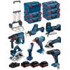 BOSCH Kit 18V BK802 (GST18V-LIS+GKS18V-LI+GBH18V-21+GWS18-125V-LI+GSR18V-55+GSA18V-LIC+GDX18V-180+GLI18V-300+3x5,0Ah+GAL18V-40)