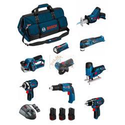 BOSCH Kit BMKB9-28CD3 (GSR12V-15+GTB12V-11+GDR12V-105+GWS12V-76+GST12V-70+GOP12V-28+GSA12V-14+GLI12V-80+GHO12V-20+3x2,0Ah...)