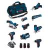 BOSCH Kit BMKB9-28DD3 (GSR12V-15+GDR12V-105+GKS12V-26+GWS12V-76+GST12V-70+GOP12V-28+GSA12V-14+GLI12V-80+GHO12V-20+3x2,0Ah...)