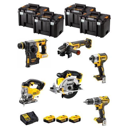 DeWALT Kit DWK600T (DCD796 + DCH273 + DCG405 + DCF887 + DCS331 + DCS391 + 3 x 5,0 Ah + DCB115 + 4 x TSTAK VI)