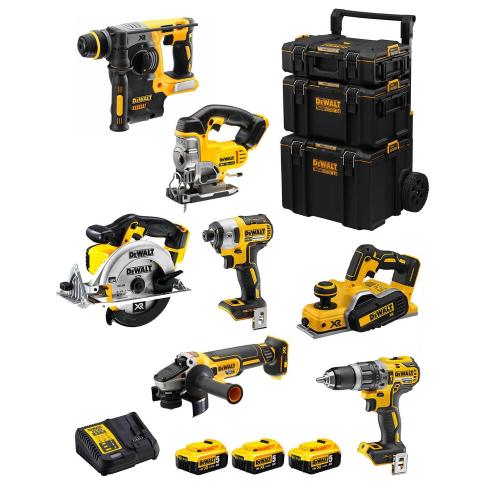 DeWALT Kit DWK700 (DCD796 + DCH273 + DCG405 + DCF887 + DCS331 + DCS391 + DCP580 + 3 x 5,0 Ah + DCB115 + Caddy 3en1)