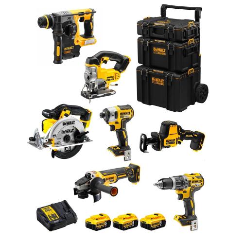 DeWALT Kit DWK702 (DCD796 + DCH273 + DCG405 + DCF887 + DCS331 + DCS391 + DCS369 + 3 x 5,0 Ah + DCB115 + Caddy 3en1)