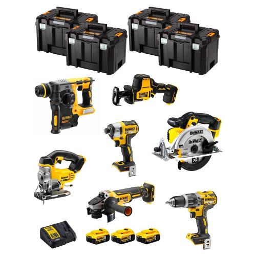 DeWALT Kit DWK702T (DCD796 + DCH273 + DCG405 + DCF887 + DCS331 + DCS391 + DCS369 + 3 x 5,0 Ah + DCB115 + 4 x TSTAK VI)