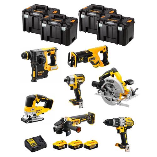 DeWALT Kit DWK703T (DCD996 + DCH273 + DCG405 + DCF887 + DCS334 + DCS570 + DCS367 + 3 x 5,0 Ah + DCB115 + 4 x TSTAK VI)
