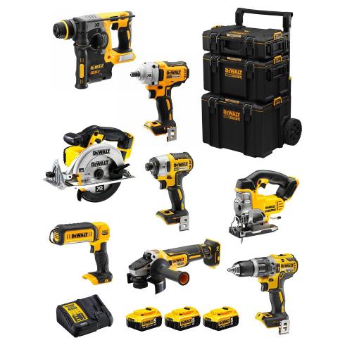 DeWALT Kit DWK800 (DCD796 + DCH273 + DCG405 + DCF887 + DCF894 + DCS331 + DCS391 + DCL050 + 3 x 5,0 Ah + DCB115 + Caddy 3en1)