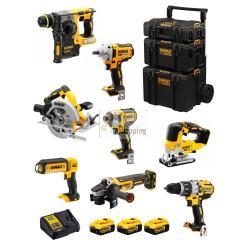 DeWALT Kit DWK801 (DCD996 + DCH273 + DCG405 + DCF887 + DCF894 + DCS334 + DCS570 + DCL050 + 3 x 5,0 Ah + DCB115 + Caddy 3en1)