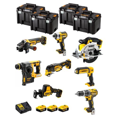 DeWALT Kit DWK802T (DCD796 + DCH273 + DCG405 + DCF887 + DCS355 + DCS369 + DCS391 + DCL050 + 3 x 5,0 Ah + DCB115 + 4 x TSTAK VI)