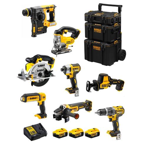 DeWALT Kit DWK804 (DCD796 + DCH273 + DCG405 + DCF887 + DCS331 + DCS369 + DCS391 + DCL050 + 3 x 5,0 Ah + DCB115 + Caddy 3en1)