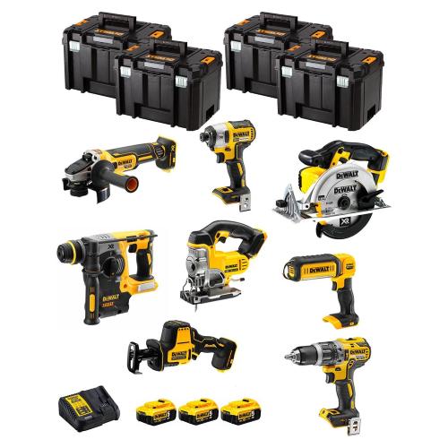 DeWALT Kit DWK804T (DCD796 + DCH273 + DCG405 + DCF887 + DCS331 + DCS369 + DCS391 + DCL050 + 3 x 5,0 Ah + DCB115 + 4 x TSTAK VI)