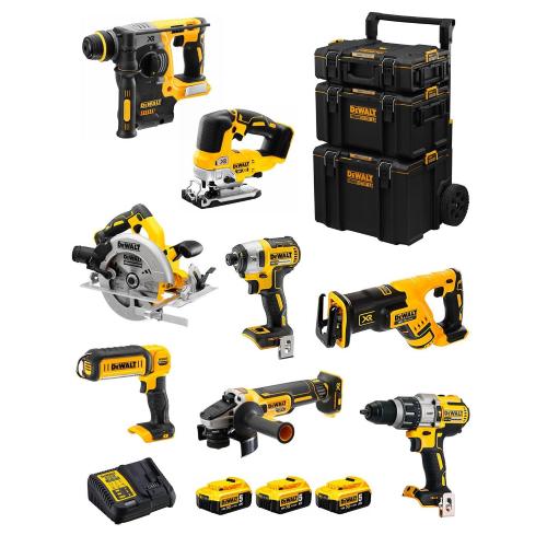 DeWALT Kit DWK805 (DCD996 + DCH273 + DCG405 + DCF887 + DCS334 + DCS367 + DCS570 + DCL050 + 3 x 5,0 Ah + DCB115 + Caddy 3en1)