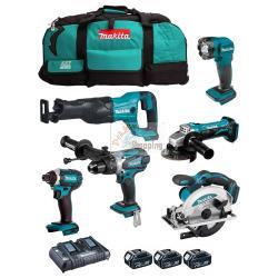 MAKITA Kit DLX6104TX2 (DHP458 + DTD152 + DSS610 + DJR186 + DGA452 + DML815 + 3 x 5,0 Ah + DC18RD + LXT600)
