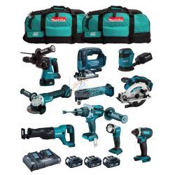 MAKITA Kit MK1002 (DHP481+ DHR243+ DGA504+ DTD152+ DJV182+ DSS610+ DJR186+ DBO180+ DTM51+ DML802+ 3x5,0Ah + DC18RD + 2xLXT600)
