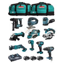 MAKITA Kit MK1003 (DHP482+ DTD152+ DHR171+ DGA452+ DJR183+ DBO180+ DJV180+ DSS610+ DML815+ DKP180+ 3x3,0Ah + DC18RD+ 2xLXT600)