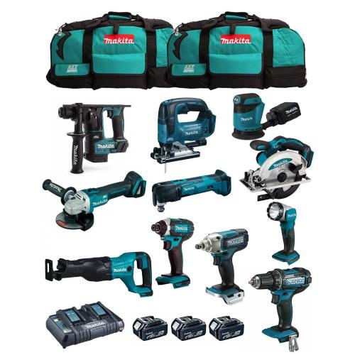 MAKITA Kit MK1101 (DDF482+DHR171+ DGA504+ DTD152+ DJV182+ DSS610+ DJR186+ DBO180+ DTM51+ DML802+ DTW190+3x5,0Ah+DC18RD+2xLXT600)