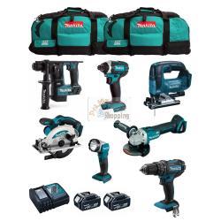MAKITA Kit MK701 (DDF482 + DHR171 + DGA504 + DTD152 + DJV182 + DSS610 + DML802 + 2 x 5,0 Ah + DC18RC + 2 x LXT600)