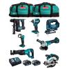 MAKITA Kit MK703 (DHR171 + DGA504 + DTD154 + DJR186 + DJV182 + DSS610 + DML802 + 2 x 5,0 Ah + DC18RC + 2 x LXT600)