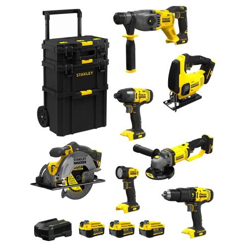 STANLEY FatMax Kit SVK701 (SFMCH900 + SFMCG400 + SFMCD711 + SFMCF800 + SFMCS500 + SFMCS600 + SFMCL020 + 3 x 4,0 Ah + Caddy 3en1)