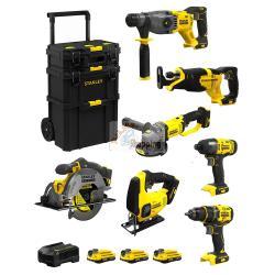STANLEY FatMax Kit SVK704 (SFMCH900 + SFMCG400 + SFMCD720 + SFMCF800 + SFMCS500 + SFMCS600 + SFMCS300 + 3 x 2,0 Ah + Caddy 3en1)