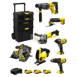 STANLEY FatMax Kit SVK708 (SFMCH900 + SFMCG400 + SFMCD711 + SFMCF800 + SFMCS500 + SFMCS600 + SFMCE500 + 3 x 2,0 Ah + Caddy 3en1)