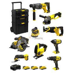 STANLEY FatMax Kit SVK900 (SFMCH900+SFMCG400+SFMCD711+SFMCF800+SFMCS500 +SFMCS600+SFMCW220+SFMCS300+SFMCE500+ 3 x 2,0Ah + Caddy)
