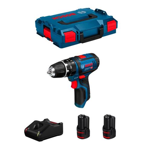 Trapano a Percussione BOSCH GSB 12V-15 (2 x 3,0 Ah + GAL12V-40 + L-Boxx 102)