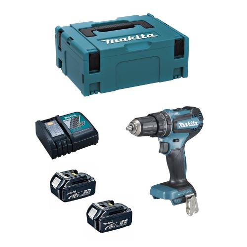 Trapano a Percussione MAKITA DHP485RTJ (2 x 5,0 Ah + DC18RC + MAKPAC 2)