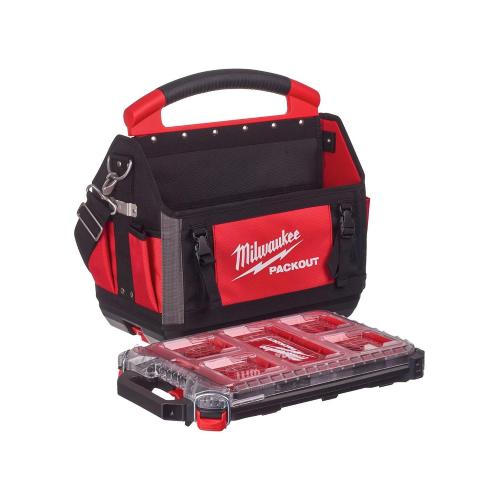 PACKOUT™ Borse portautensili aperte Milwaukee 40 cm + PACKOUT™ Compact Slim Organiser Milwaukee
