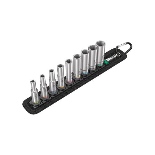 Set di 9 bussole lunghe Zyklop 1/4" WERA Belt A Deep 1