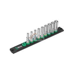 Set di 9 bussole lunghe Zyklop 1/4" WERA Nuss-Magnetleiste A Deep 1