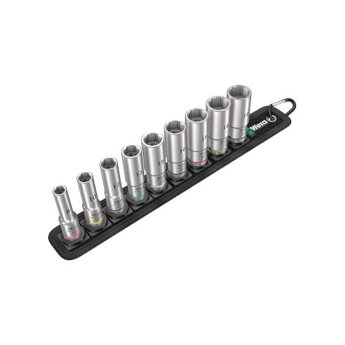 Set di 9 bussole lunghe Zyklop 3/8" WERA Belt B Deep 1