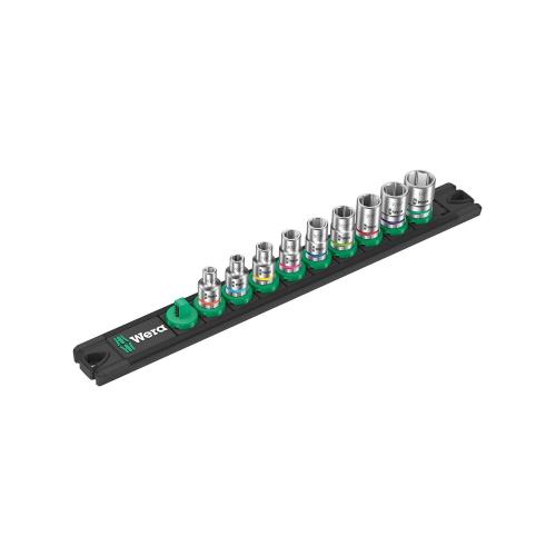 Set di 9 bussole Zyklop 1/4" WERA Nuss-Magnetleiste A Imperial 1