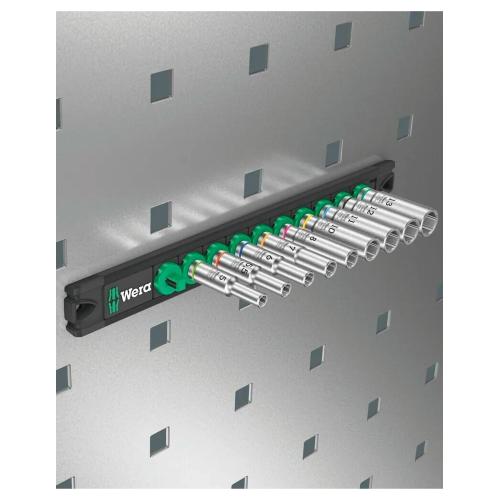 Set di 9 bussole lunghe Zyklop 1/4" WERA Nuss-Magnetleiste A Deep 1