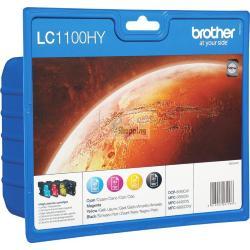 ORIGINALE Brother Multipack nero / ciano / magenta / giallo LC-1100HY LC1100HYVALBPDR Multi Pack, 4x Cartucce d'inchiostro: hybk/hyc/hym/hyy mod.  LC-1100HY LC1100HYVALBPDR EAN 5014047561566