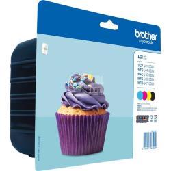 ORIGINALE Brother Multipack nero / ciano / magenta / giallo LC-123 LC123VALBPDR 4 cartucce d'inchiostro LC123: BK+C+M+Y mod.  LC-123 LC123VALBPDR EAN 5014047563232