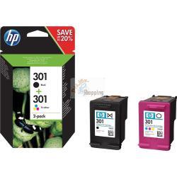 ORIGINALE HP Multipack nero / differenti colori N9J72AE 301 2x inchiostro HP 301: 1x CH561EE + 1x CH562EE mod.  N9J72AE 301 EAN 889894508898