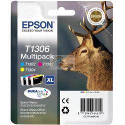 ORIGINALE Epson Multipack ciano / magenta / giallo C13T13064012 T1306 3 cartucce d'inchiostro: T1302 + T1303 + T1304 mod.  C13T13064012 T1306 EAN 8715946464619
