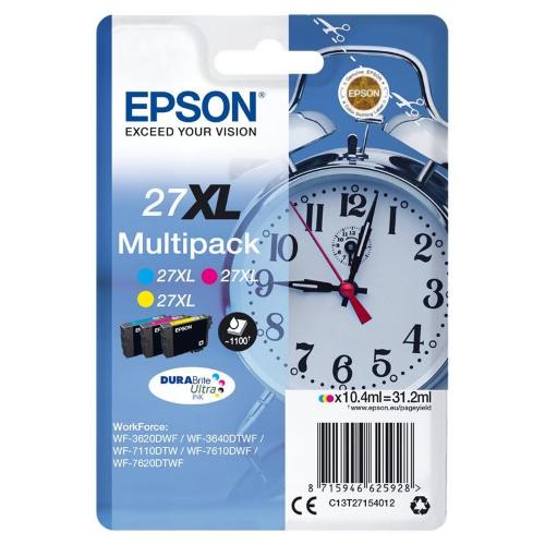 ORIGINALE Epson Multipack ciano / magenta / giallo C13T27154012 27 XL 3 Cartucce colore: T2712 + T2713 + T2714 mod.  C13T27154012 27 XL EAN 8715946535067
