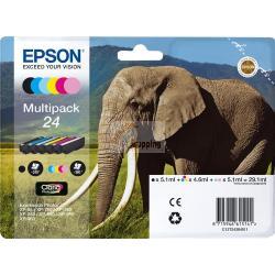 ORIGINALE Epson Multipack nero / ciano / magenta / giallo / ciano (chiaro) / magenta (chiaro) C13T24284011 24 6 cartucce d'inchiostro: T2421-T2426 mod.  C13T24284011 24 EAN 8715946615141